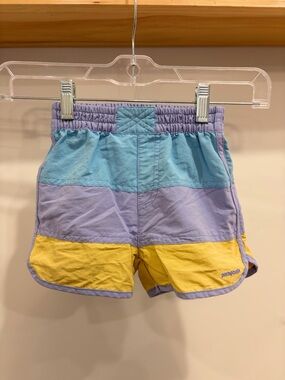 Patagonia Kids Colorblock Lightweight Shorts - Blue, Lavender & Yellow